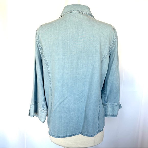 EMMA JAMES 3/4 SLEEVE LIGHT-WEIGHT DENIM CHAMBRAY SHIRT JACKET SHACKET Sz12 - Picture 4 of 9